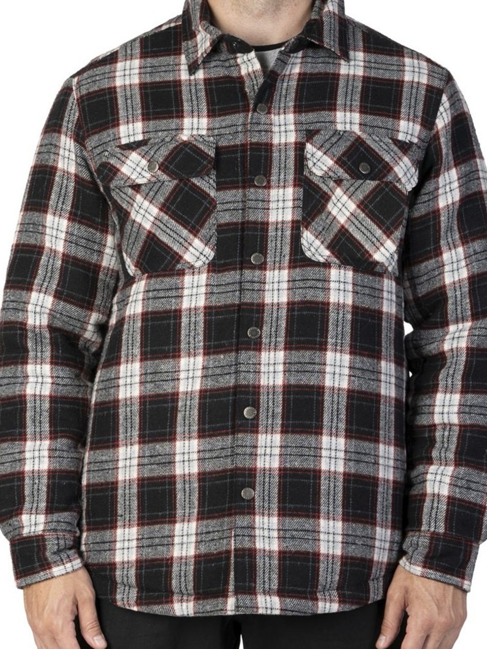 Sonoma Black White Red Plaid Button-Up Shirt Flannel